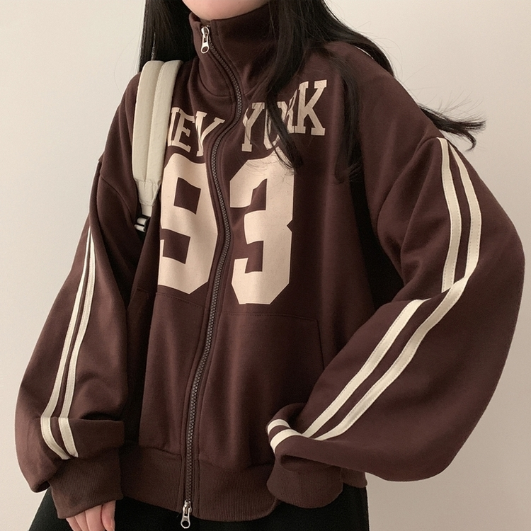 93ルーズフィットジップアップ(6color) BROWN