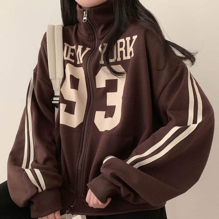 93ルーズフィットジップアップ(6color) BROWN