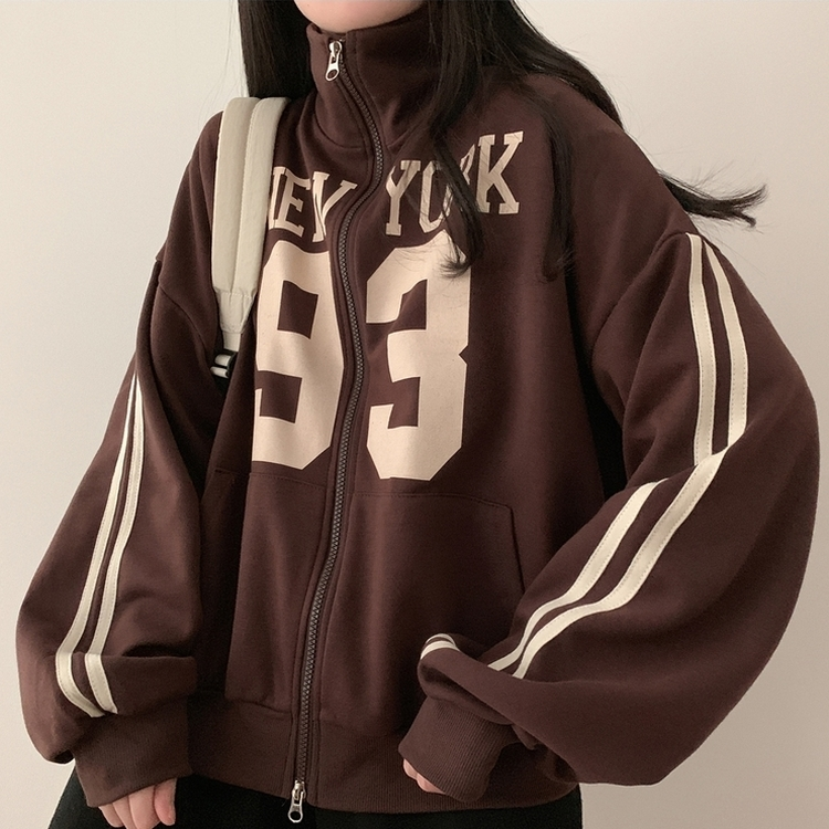 93ルーズフィットジップアップ(6color) BROWN