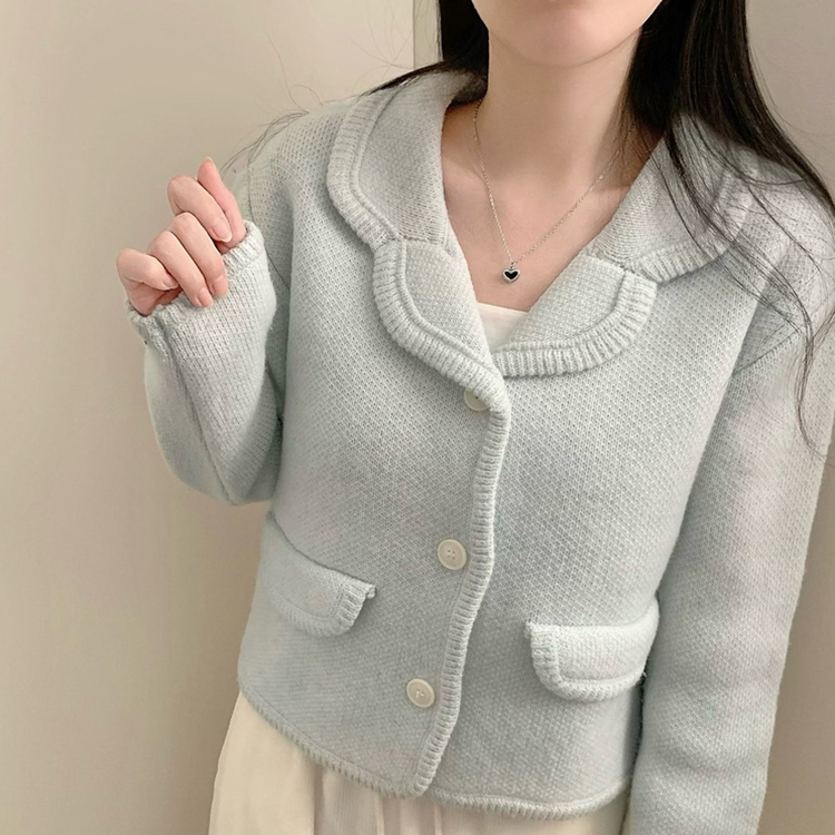 カラーネックニットジャケットカーディガン