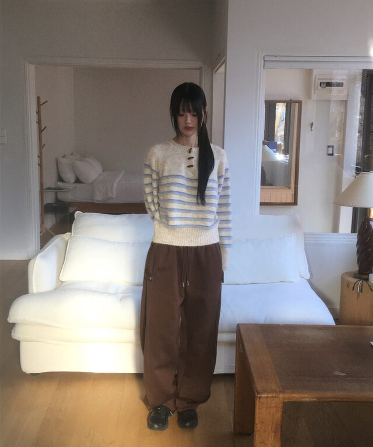 【起毛】サイドスナップスナップフレンチテリーパンツ