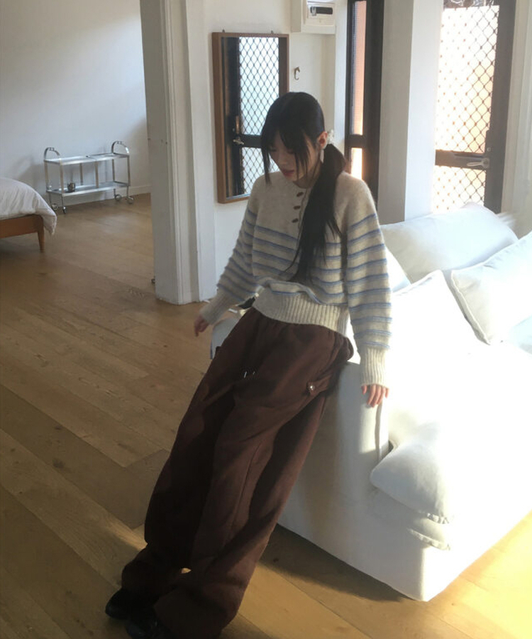 【起毛】サイドスナップスナップフレンチテリーパンツ