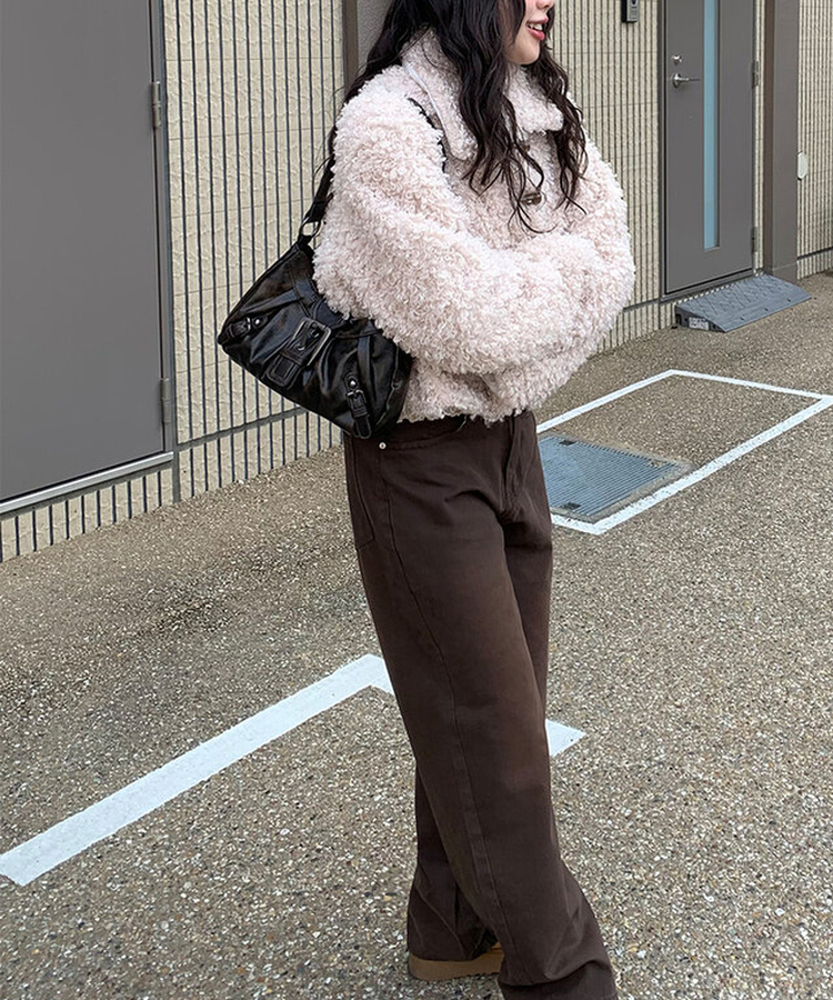 バックルビンテージレザーショルダーバッグ BROWN