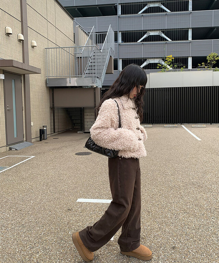 バックルビンテージレザーショルダーバッグ BROWN