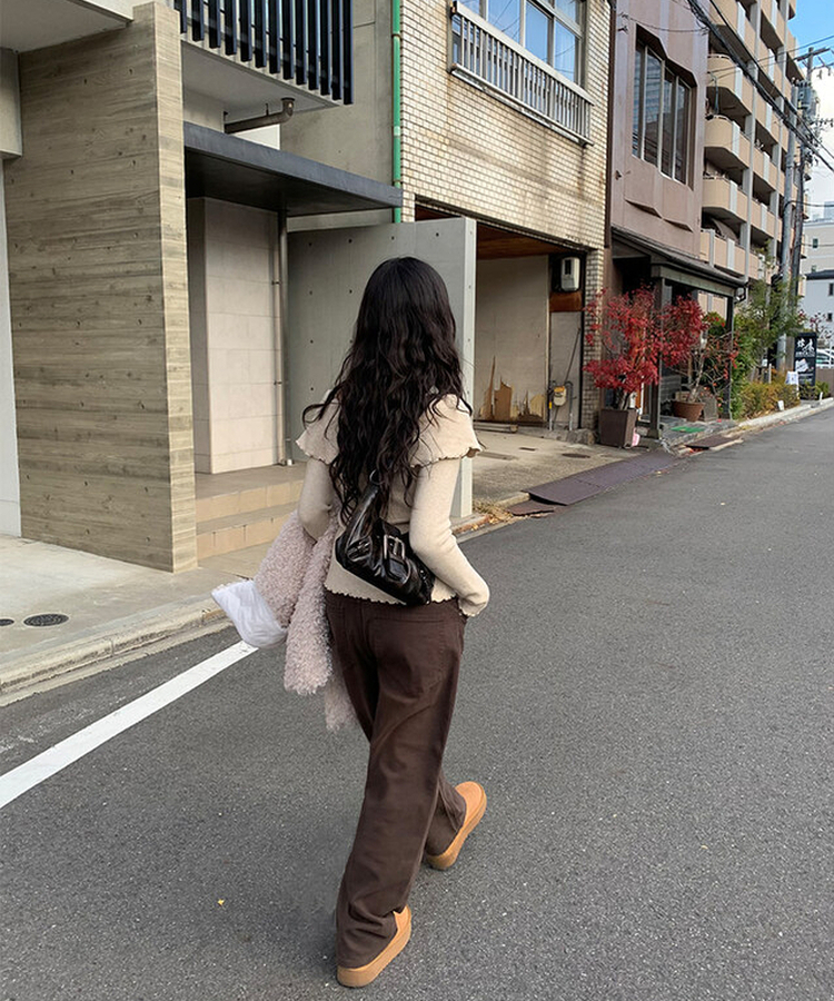 バックルビンテージレザーショルダーバッグ BROWN