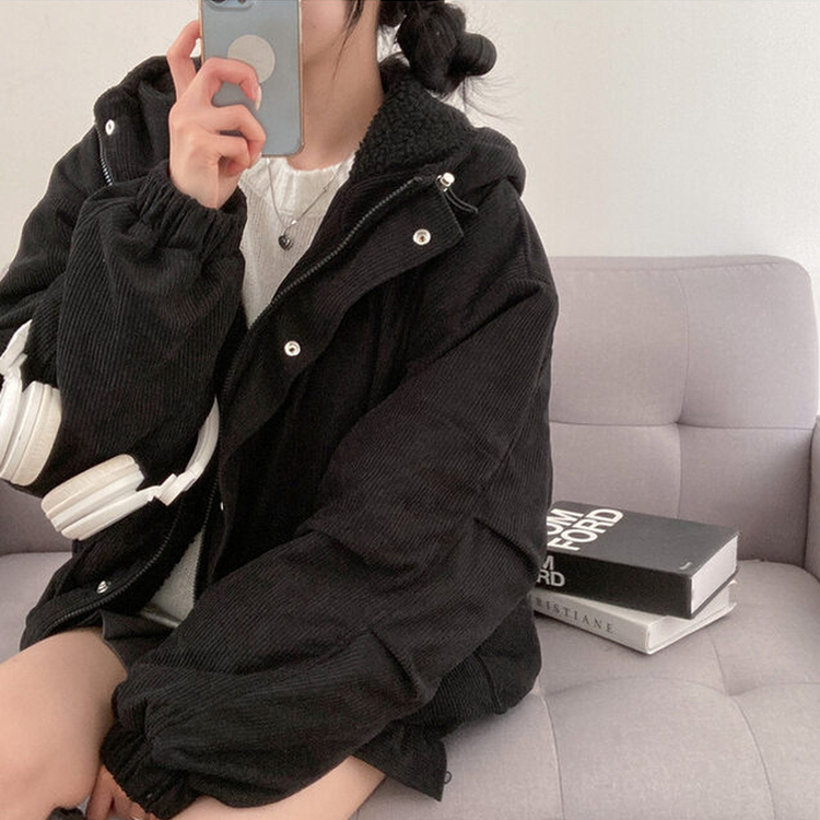 コーデュロイフードウールジップアップジャンパー