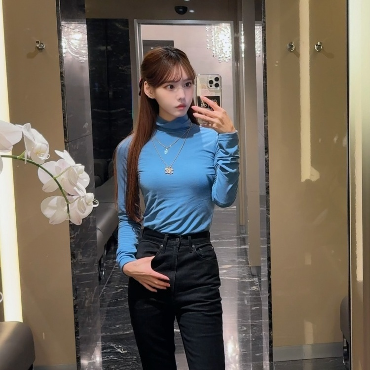 【起毛】タートルネック長袖Tシャツ(8color) SKY BLUE