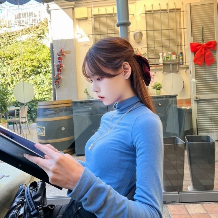 【起毛】タートルネック長袖Tシャツ(8color) SKY BLUE