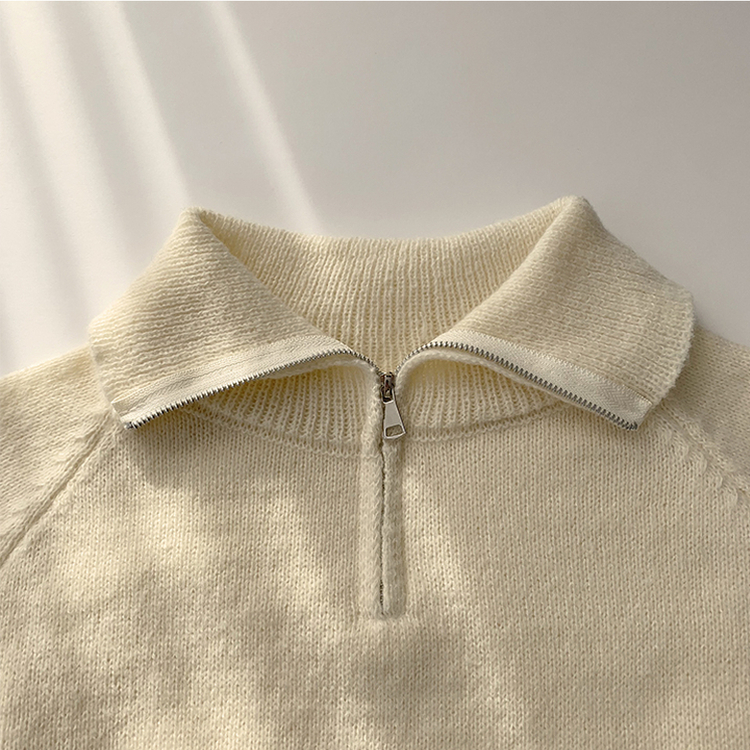 새콤달콤 겨울 카라 반집업 세미 크롭 오버핏 긴팔 폴라 캐주얼 기본 니트 4color