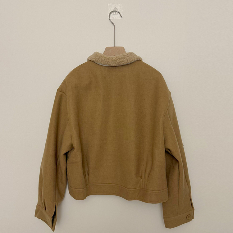 ウールカラーネックキルティングショートジャケット
