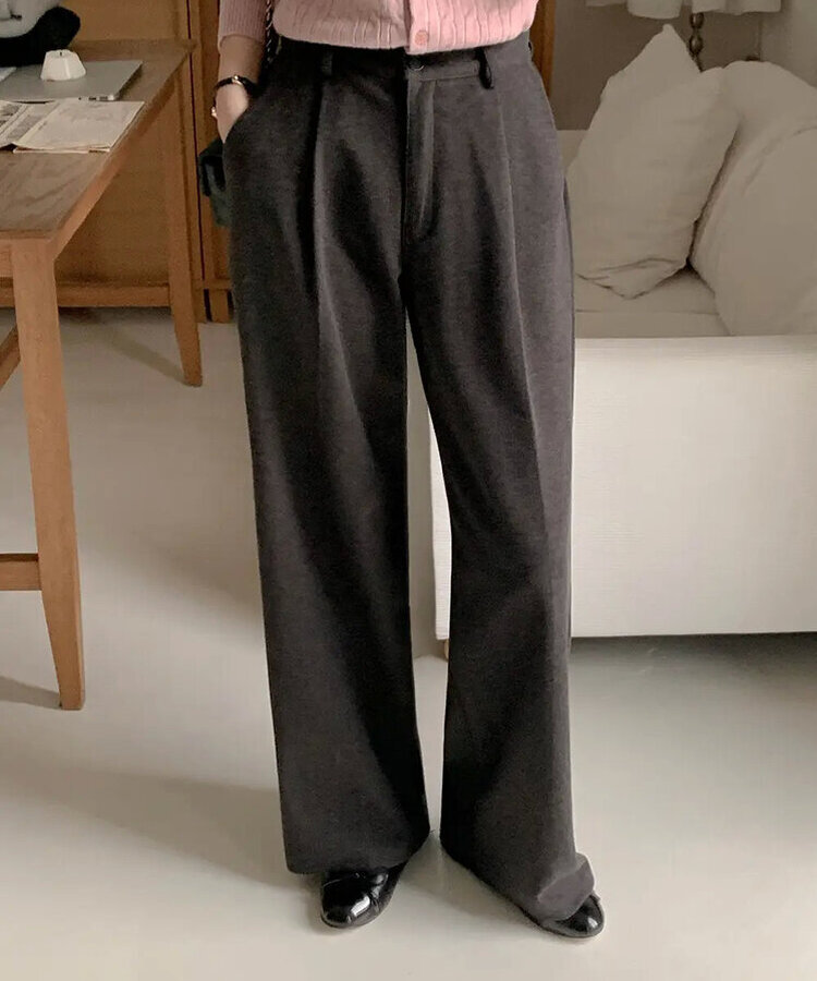【丈別】【起毛】ボエットワンピンタックスラックス