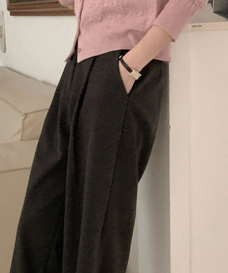 【丈別】【起毛】ボエットワンピンタックスラックス
