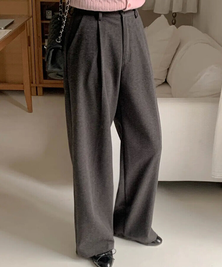 【丈別】【起毛】ボエットワンピンタックスラックス