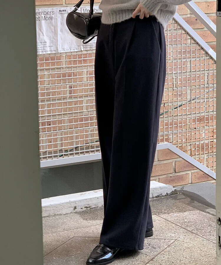 【丈別】【起毛】ボエットワンピンタックスラックス