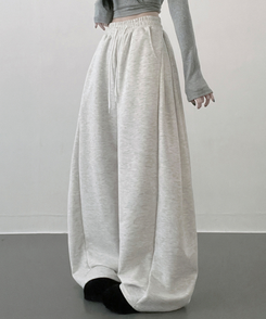 옆핀턱와이드핏사이드스냅트레이닝롱팬츠 백멜란지