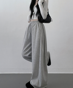 옆핀턱와이드핏사이드스냅트레이닝롱팬츠 그레이