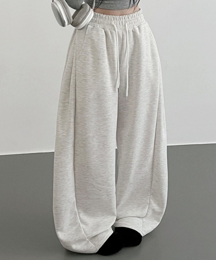옆핀턱와이드핏사이드스냅트레이닝롱팬츠 백멜란지