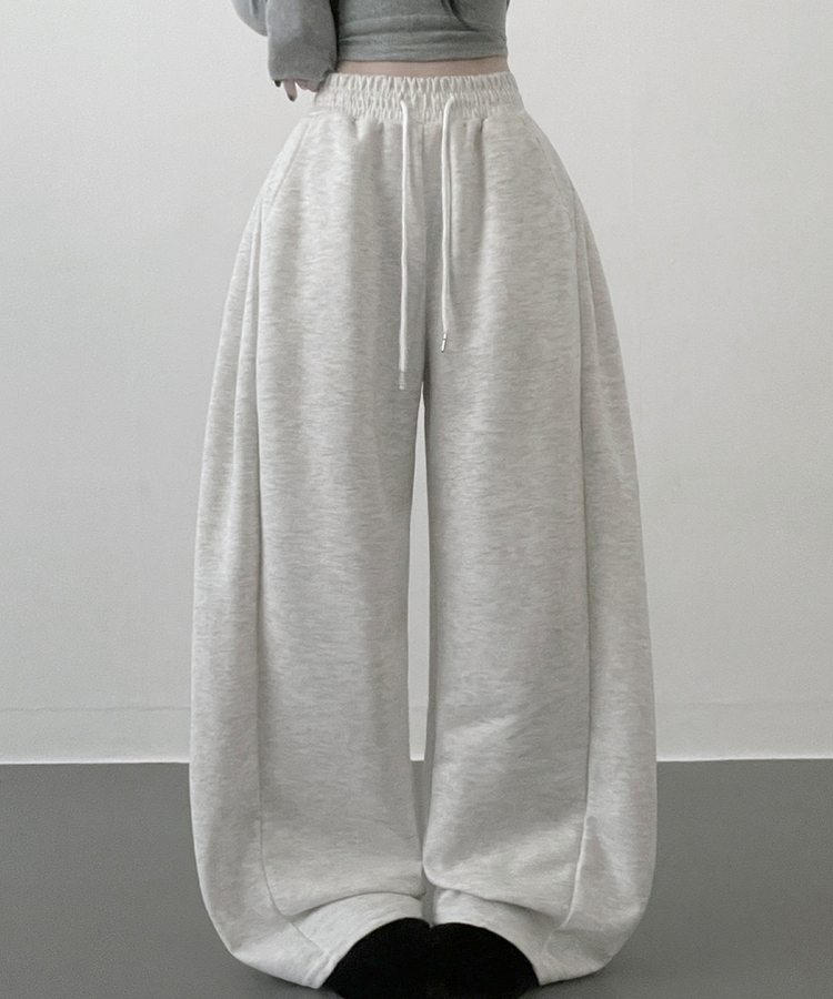옆핀턱와이드핏사이드스냅트레이닝롱팬츠 백멜란지