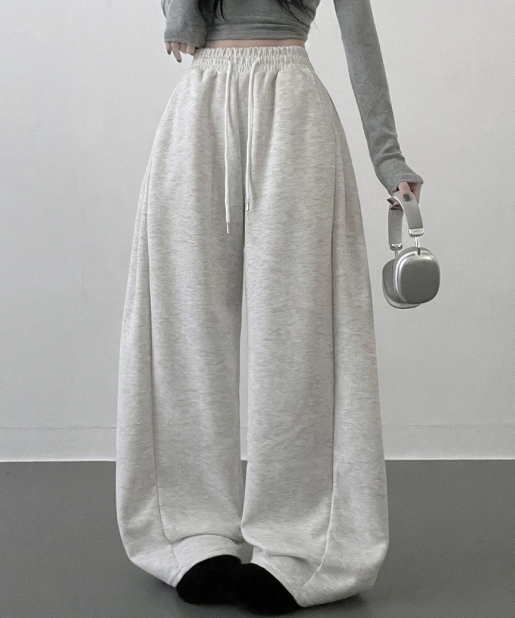 옆핀턱와이드핏사이드스냅트레이닝롱팬츠 백멜란지