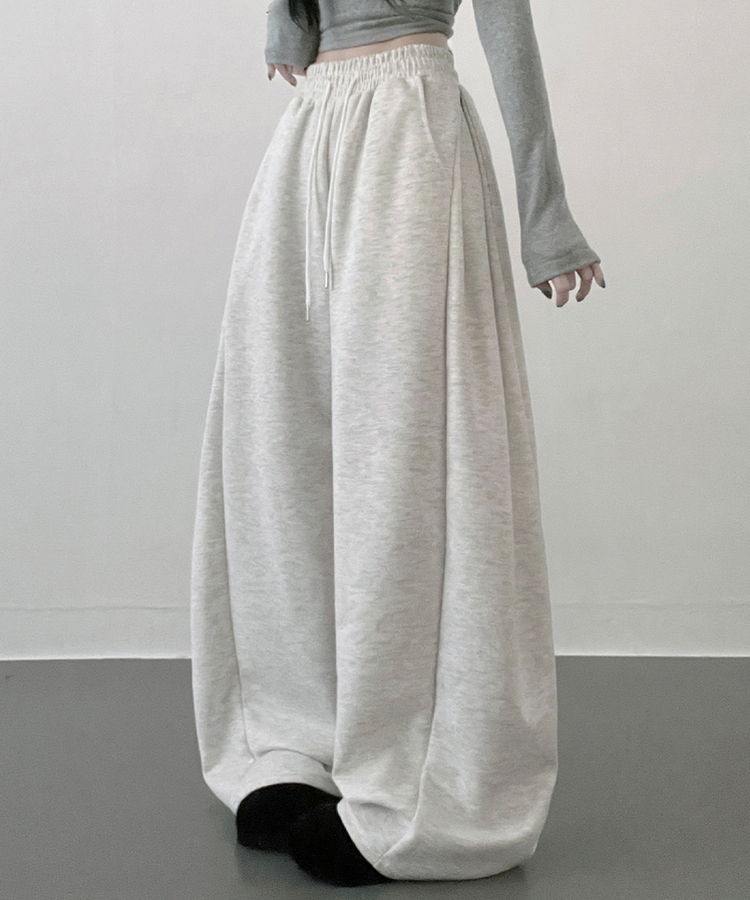 옆핀턱와이드핏사이드스냅트레이닝롱팬츠 백멜란지