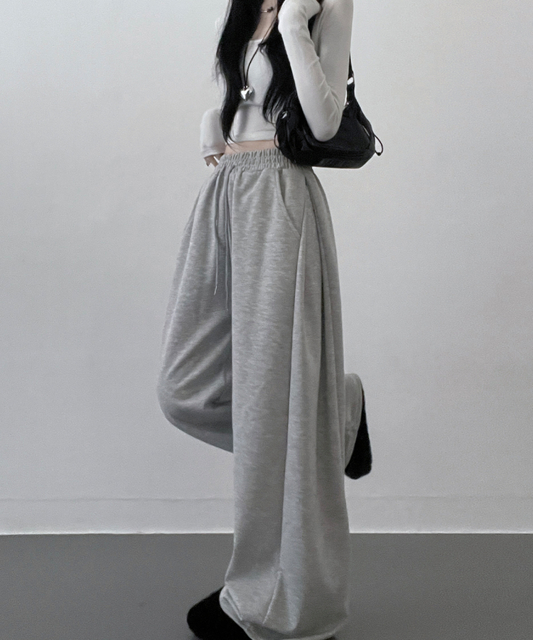 옆핀턱와이드핏사이드스냅트레이닝롱팬츠 그레이