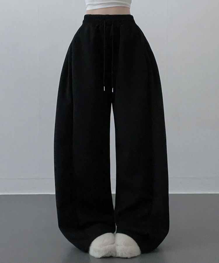 옆핀턱와이드핏사이드스냅트레이닝롱팬츠 블랙