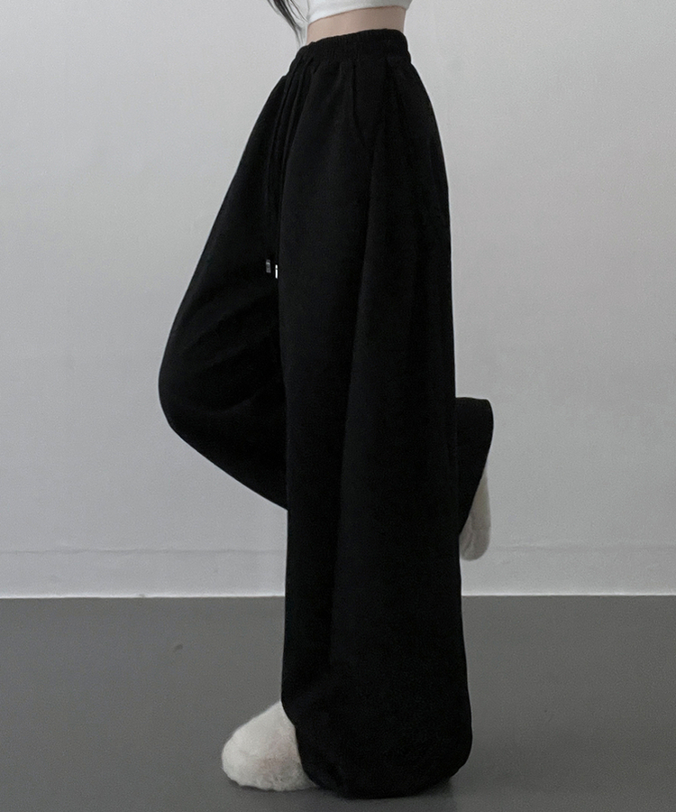 옆핀턱와이드핏사이드스냅트레이닝롱팬츠 블랙