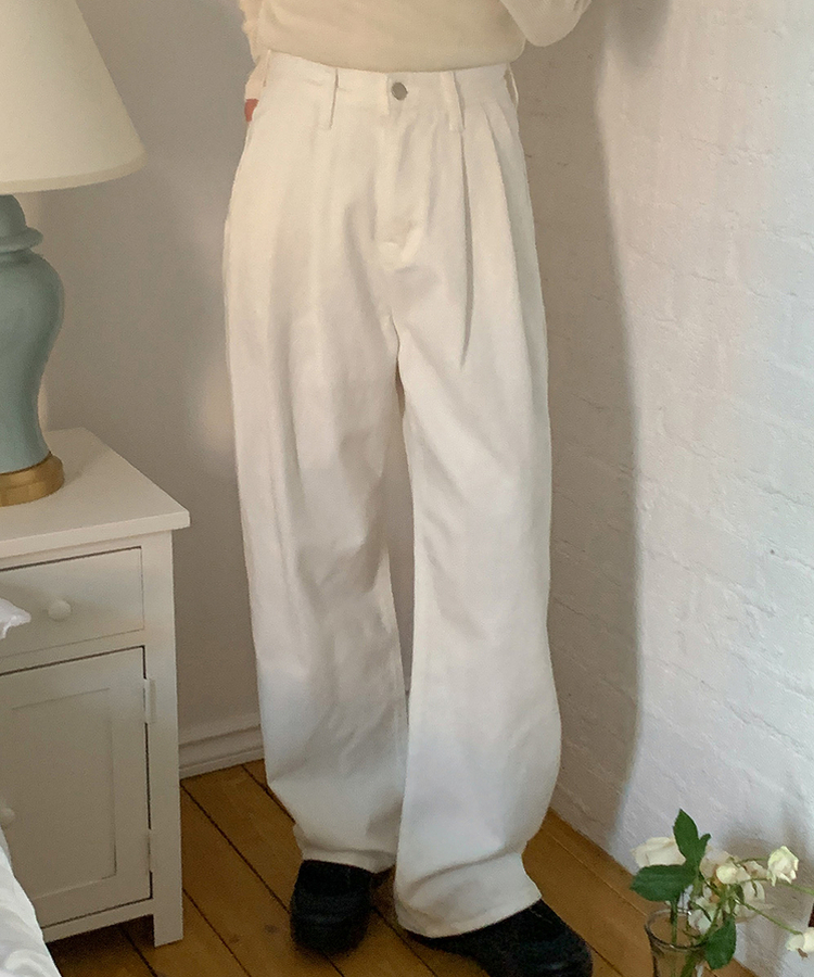 コットンピンタックワイドチノパンツ