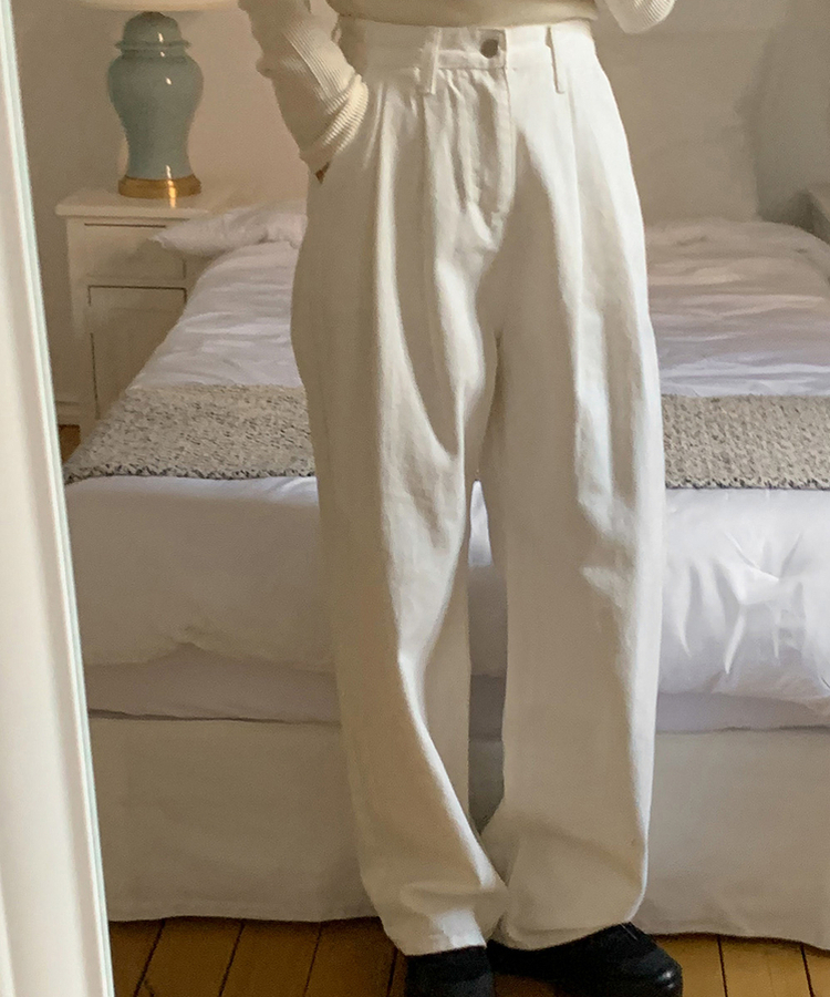 コットンピンタックワイドチノパンツ
