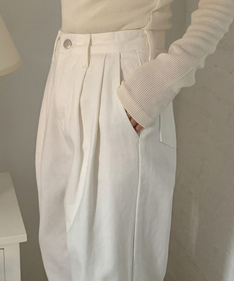 コットンピンタックワイドチノパンツ