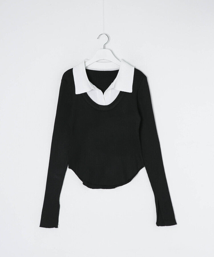 クロップカラーニット