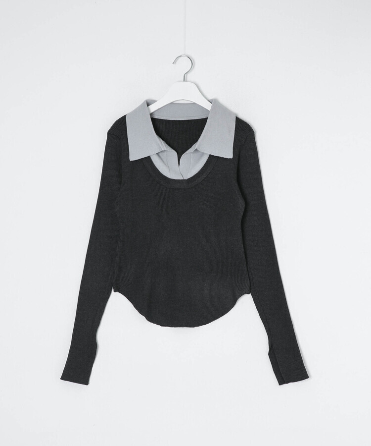 クロップカラーニット