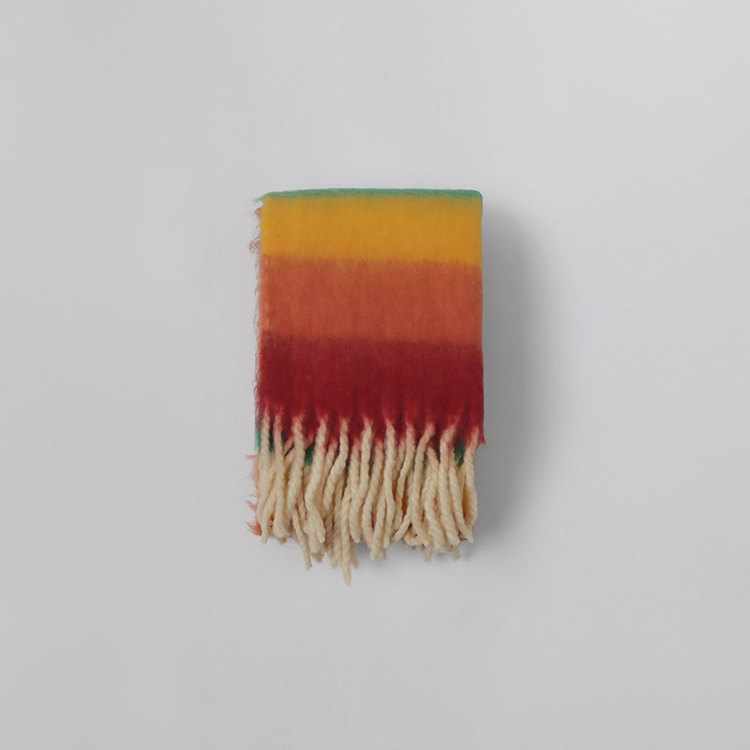 レインボーストライプフリンジマフラー