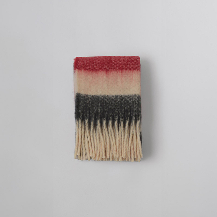 レインボーストライプフリンジマフラー