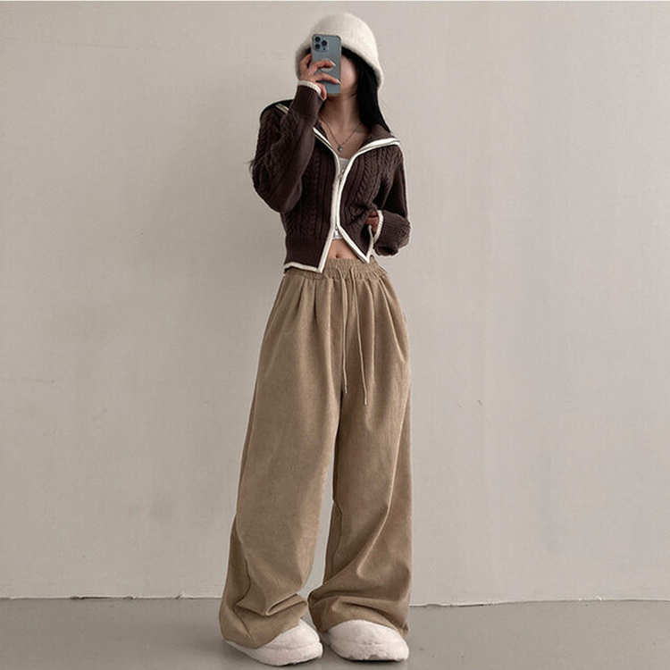 コーデュロイツーピンタックワイドパンツ