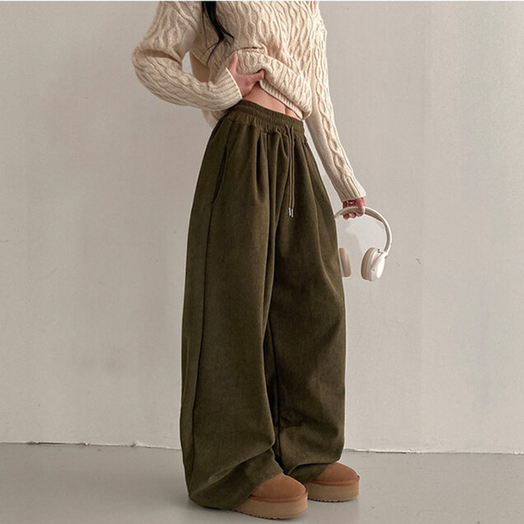 コーデュロイツーピンタックワイドパンツ