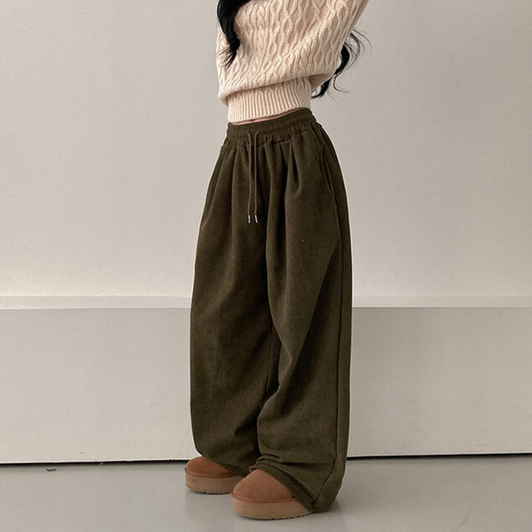 コーデュロイツーピンタックワイドパンツ