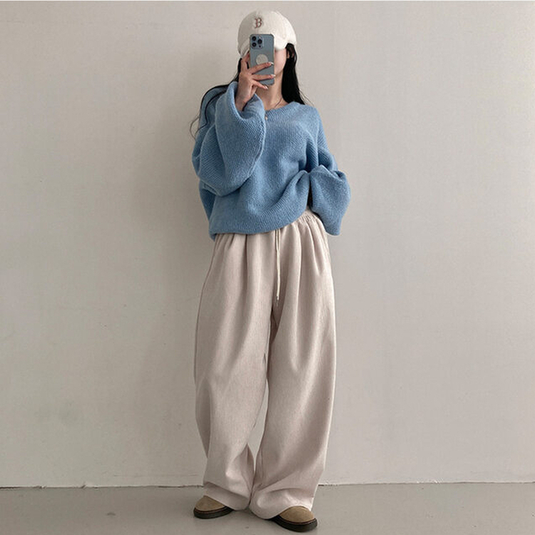 コーデュロイツーピンタックワイドパンツ