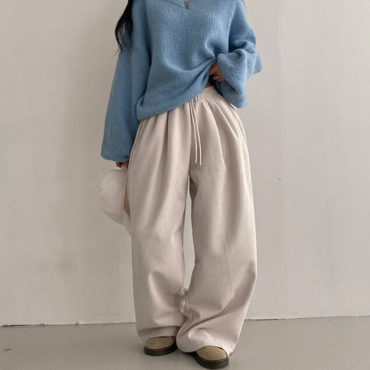 コーデュロイツーピンタックワイドパンツ
