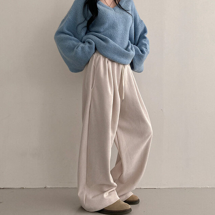 コーデュロイツーピンタックワイドパンツ
