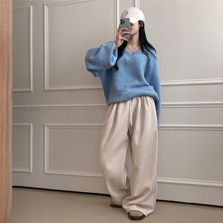 コーデュロイツーピンタックワイドパンツ