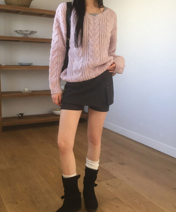 ボタンスリットレイヤードスカートショートパンツ
