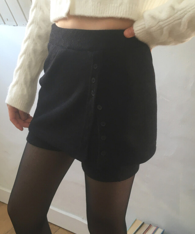 ボタンスリットレイヤードスカートショートパンツ