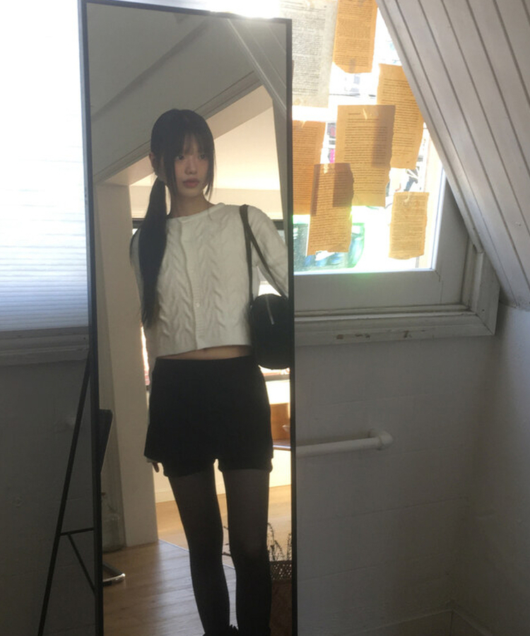 ボタンスリットレイヤードスカートショートパンツ