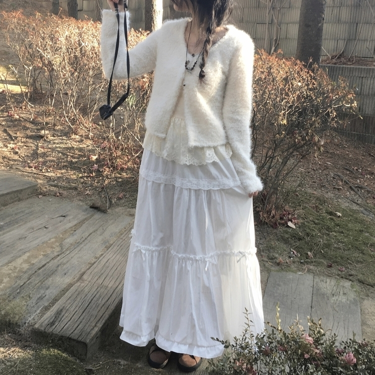 ピュアフレアリボンロングスカート｜ミディ/ロングスカート｜韓国