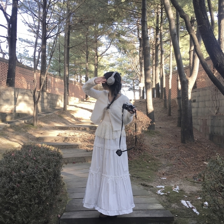 ピュアフレアリボンロングスカート｜ミディ/ロングスカート｜韓国