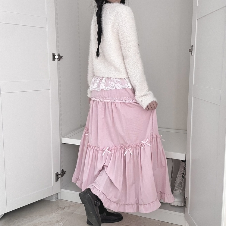 ピュアフレアリボンロングスカート｜ミディ/ロングスカート｜韓国