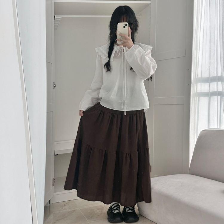 レイヤードリボンレースブラウス