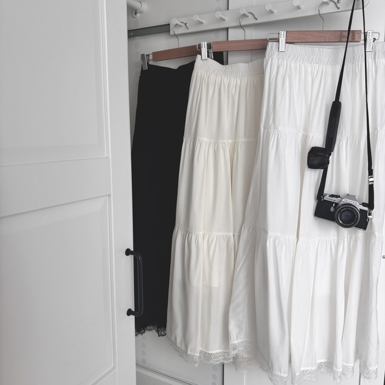 밑단 레이스 포인트 레이스 캉캉 밴딩 롱스커트 롱치마 보헤미안 에스닉 모리걸 히피