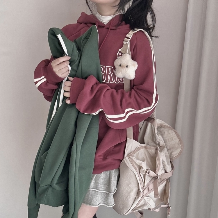 【起毛】オールドスクールブロックフード(5color)